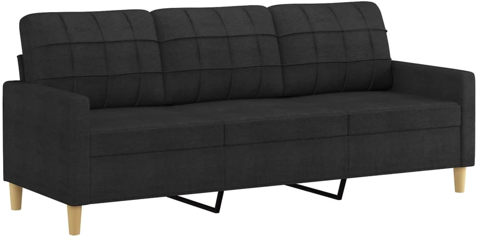 Sofa Sofos komplektas su pagalvėlėmis, 4 dalių, juodas, audinys