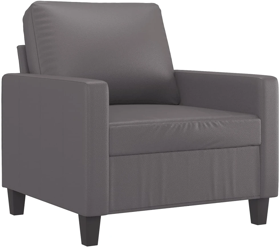 Sofa Sofos komplektas su pagalvėlėmis, 4 dalių, pilkas, dirbtinė oda