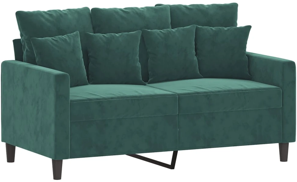 Sofa Sofos komplektas su pagalvėlėmis, 4 dalių, žalias, aksomas