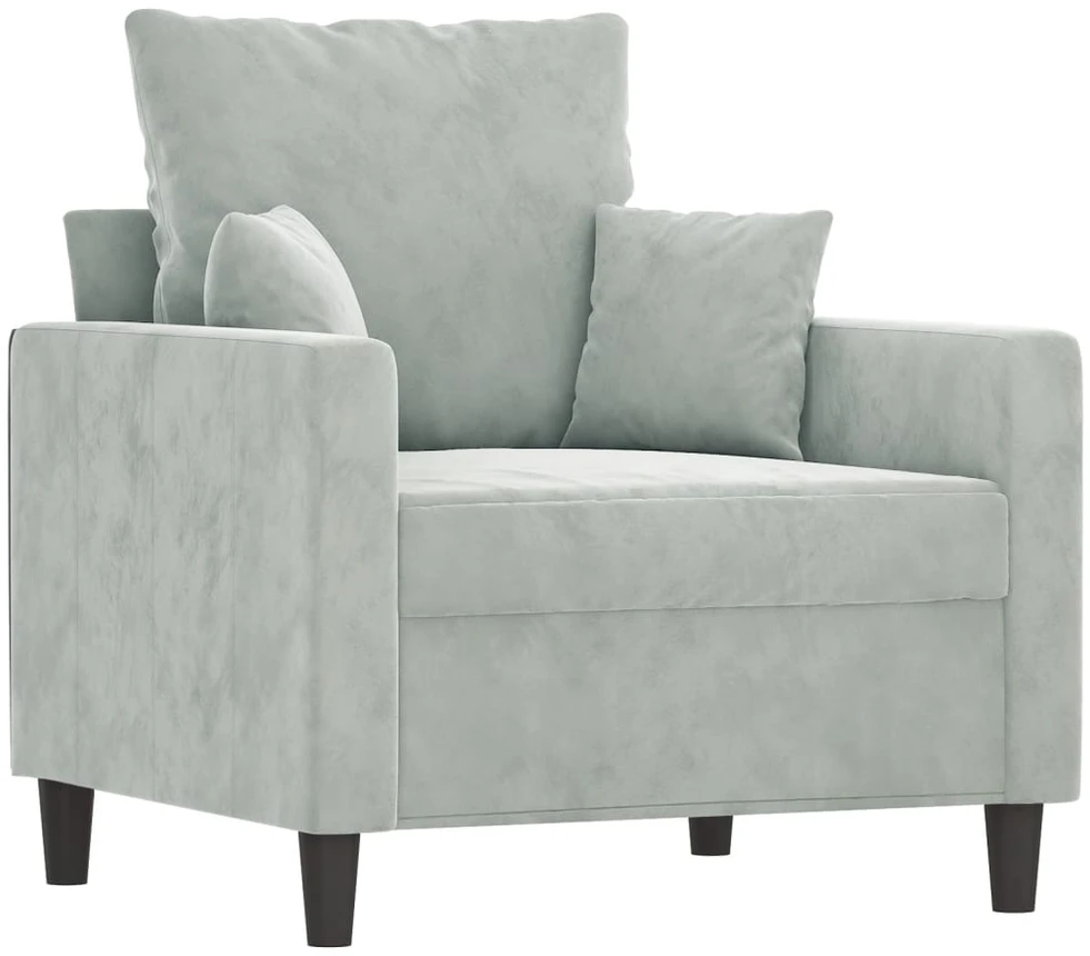 Sofa Sofos komplektas su pagalvėlėmis, 4 dalių, pilkas, aksomas