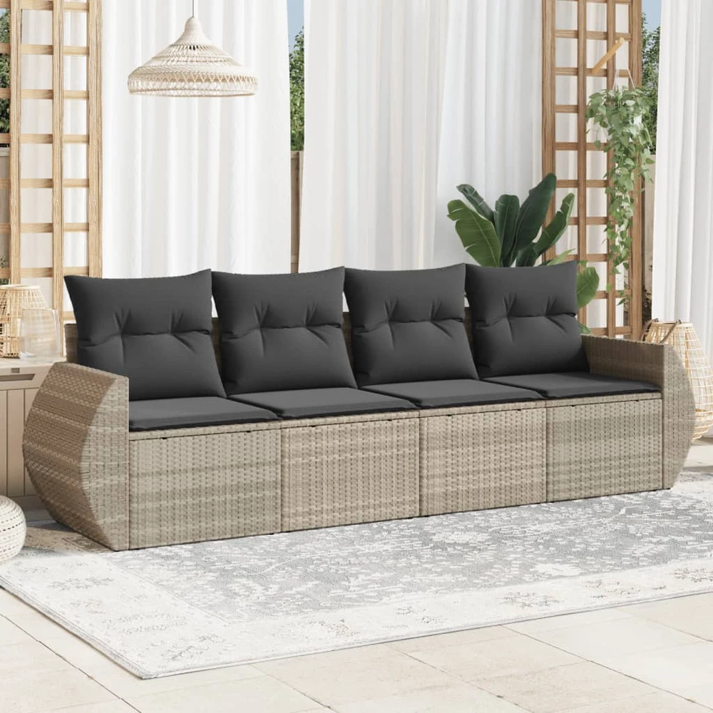 Sofa Sofos komplektas su pagalvėlėmis, 4 dalių, pilkas, poliratanas