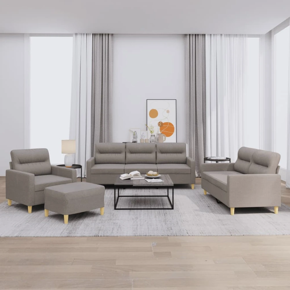 Sofa Sofos komplektas su pagalvėlėmis, 4 dalių, taupe, audinys