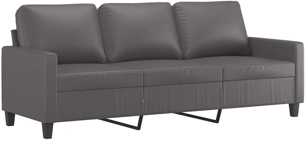 Sofa Sofos komplektas su pagalvėlėmis, 4 dalių, pilkas, dirbtinė oda