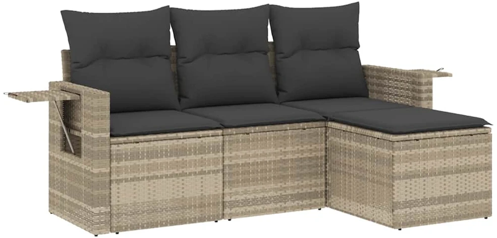 Sofa Sofos komplektas su pagalvėlėmis, 4 dalių, pilkas, poliratanas