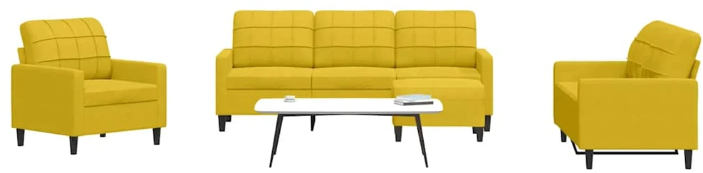 Sofa Sofos komplektas su pagalvėlėmis, 4 dalių, geltonas, aksomas