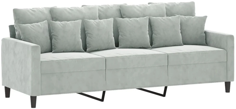 Sofa Sofos komplektas su pagalvėlėmis, 4 dalių, pilkas, aksomas