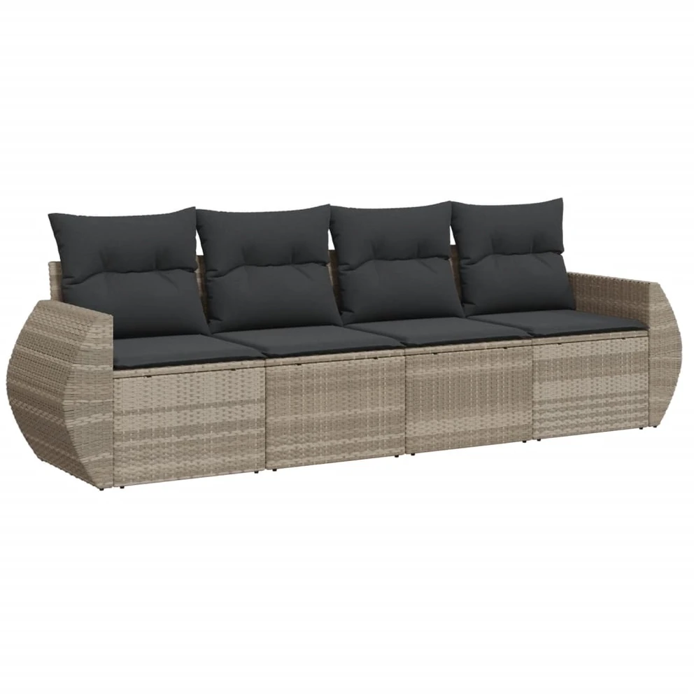 Sofa Sofos komplektas su pagalvėlėmis, 4 dalių, pilkas, poliratanas