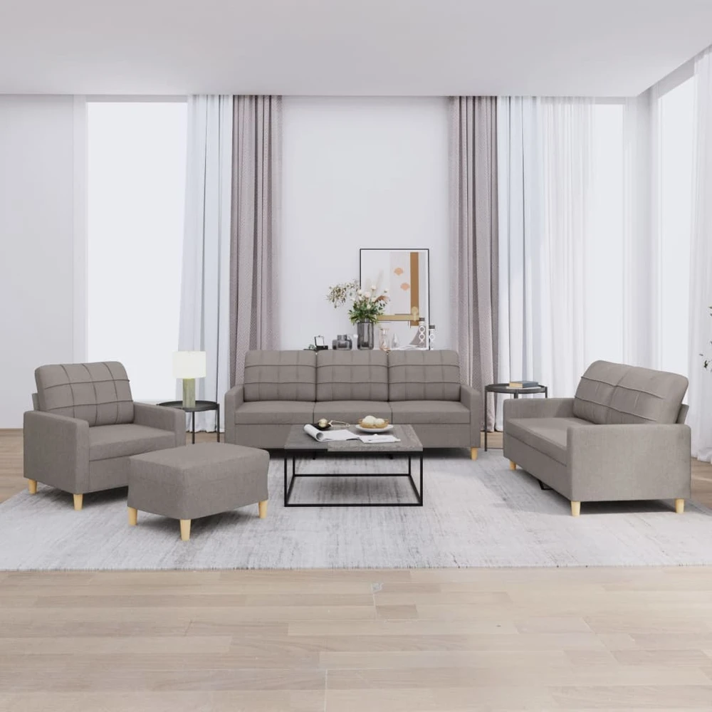 Sofa Sofos komplektas su pagalvėlėmis, 4 dalių, taupe, audinys