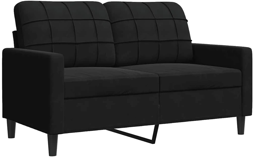 Sofa Sofos komplektas su pagalvėlėmis, 4 dalių, juodas, aksomas