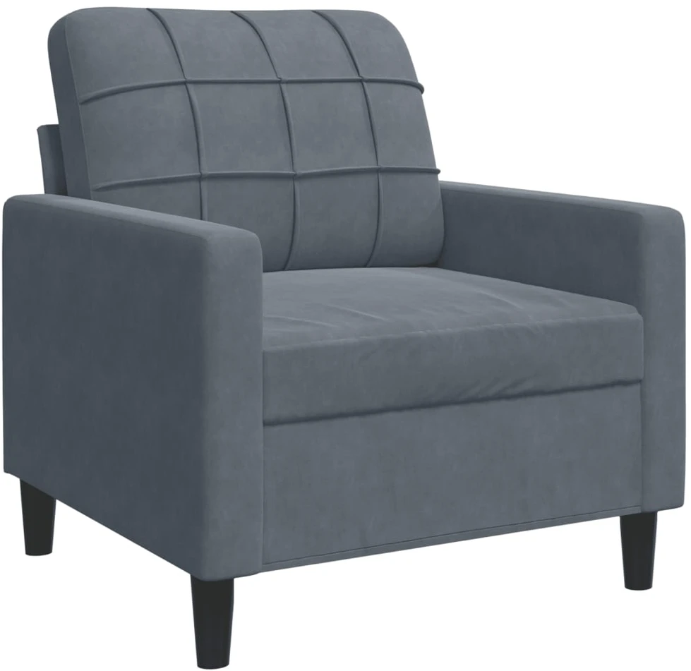 Sofa Sofos komplektas su pagalvėlėmis, 4 dalių, pilkas, aksomas
