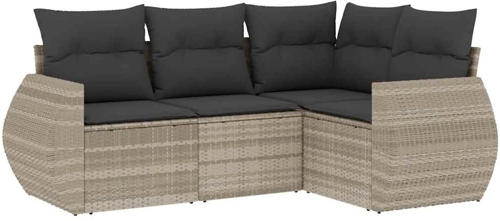 Sofa Sofos komplektas su pagalvėlėmis, 4 dalių, pilkas, poliratanas