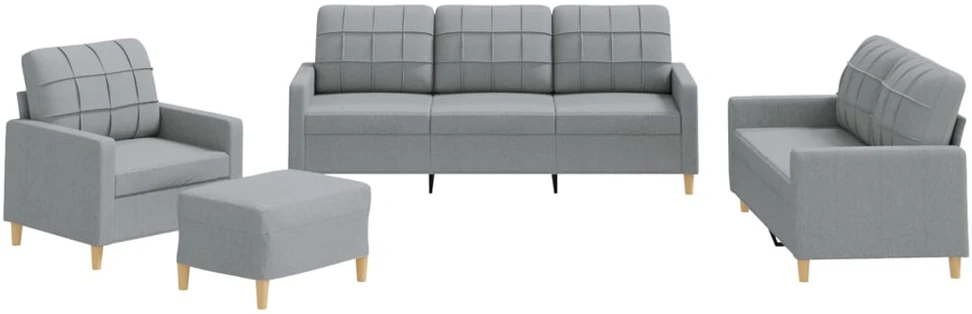 Sofa Sofos komplektas su pagalvėlėmis, 4 dalių, pilkas, audinys