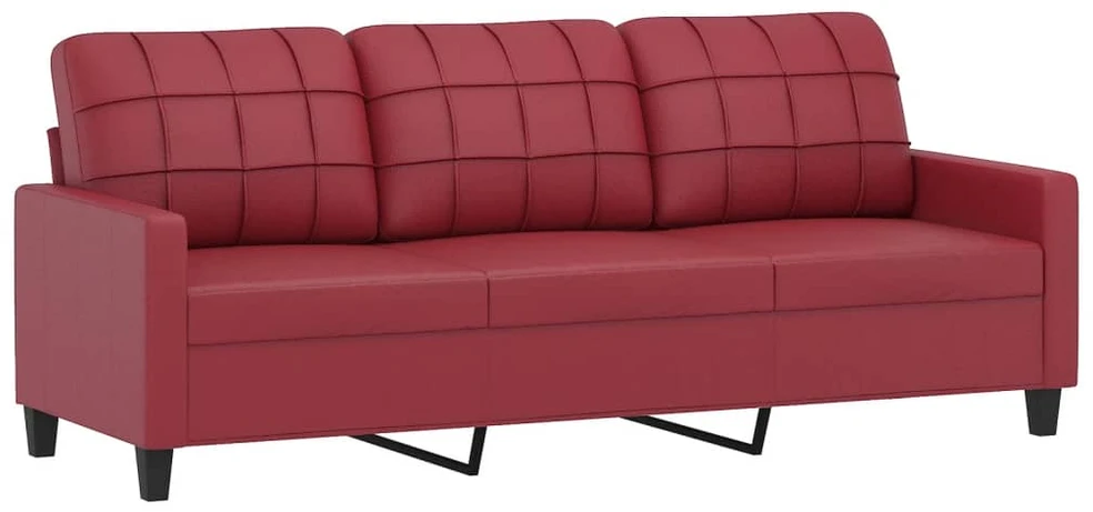 Sofa Sofos komplektas su pagalvėlėmis, 4 dalių, vyno, dirbtinė oda