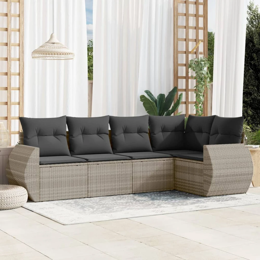 Sofa Sofos komplektas su pagalvėlėmis, 5 dalių, pilkas, poliratanas