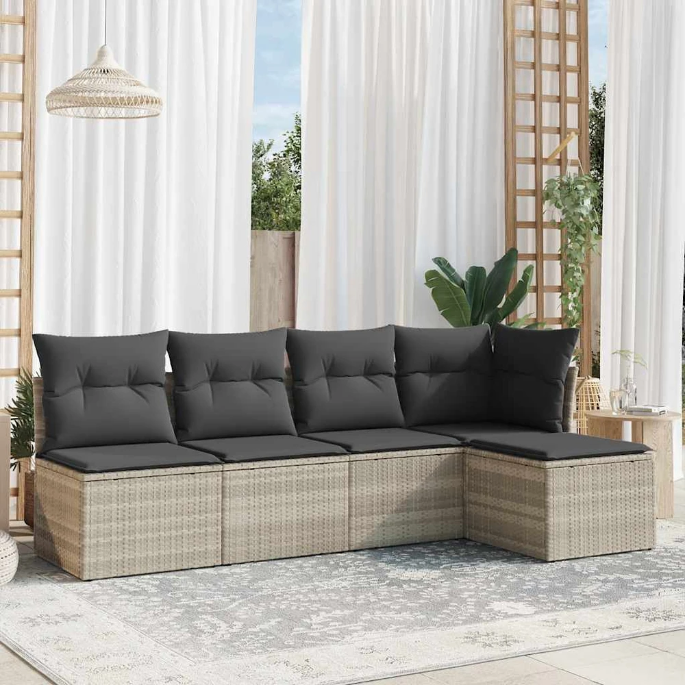 Sofa Sofos komplektas su pagalvėlėmis, 5 dalių, pilkas, poliratanas