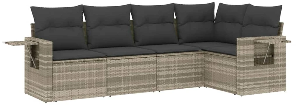 Sofa Sofos komplektas su pagalvėlėmis, 5 dalių, pilkas, poliratanas