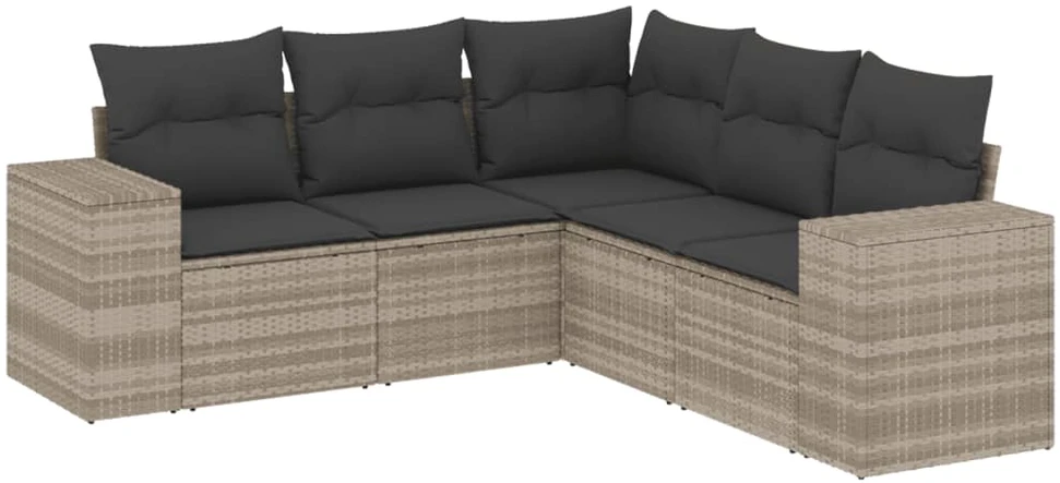 Sofa Sofos komplektas su pagalvėlėmis, 5 dalių, pilkas, poliratanas