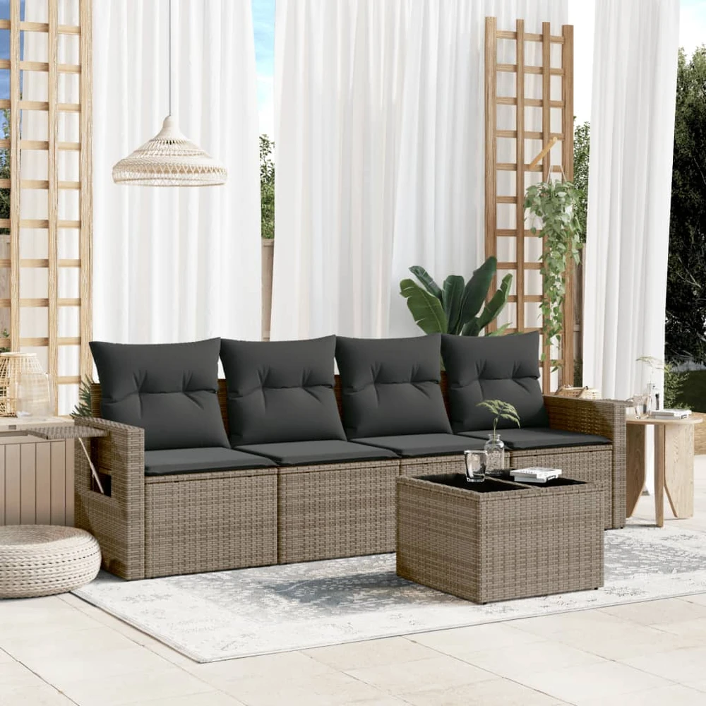 Sofa Sofos komplektas su pagalvėlėmis, 5 dalių, pilkas, poliratanas