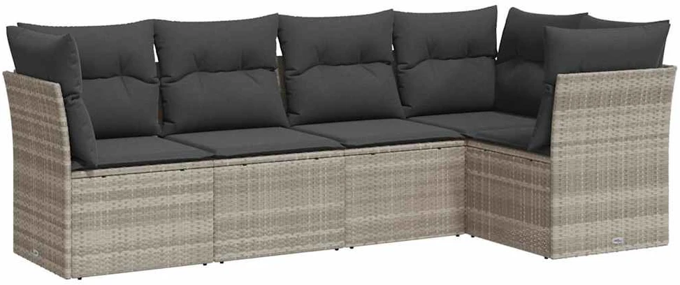 Sofa Sofos komplektas su pagalvėlėmis, 5 dalių, pilkas, poliratanas