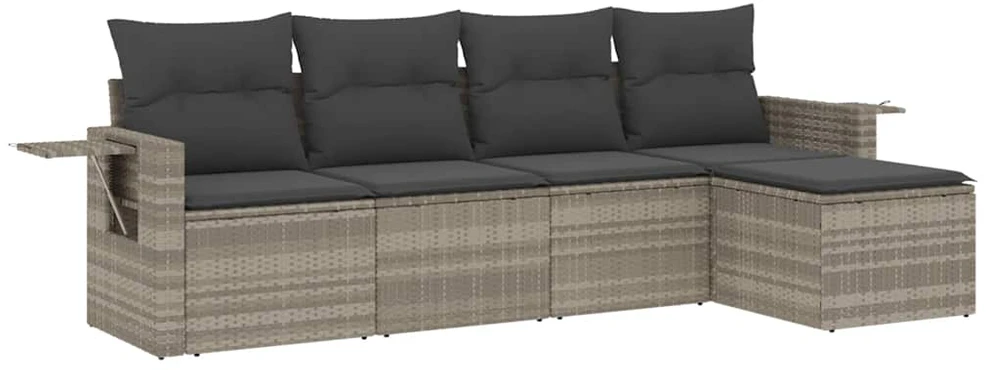 Sofa Sofos komplektas su pagalvėlėmis, 5 dalių, pilkas, poliratanas