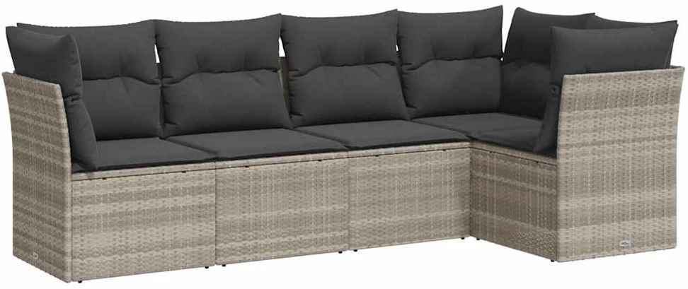 Sofa Sofos komplektas su pagalvėlėmis, 5 dalių, pilkas, poliratanas