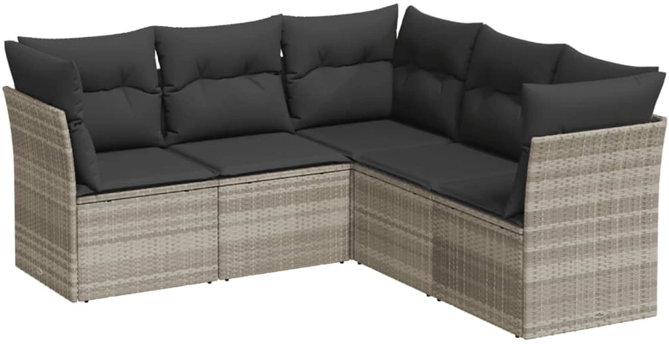 Sofa Sofos komplektas su pagalvėlėmis, 5 dalių, pilkas, poliratanas