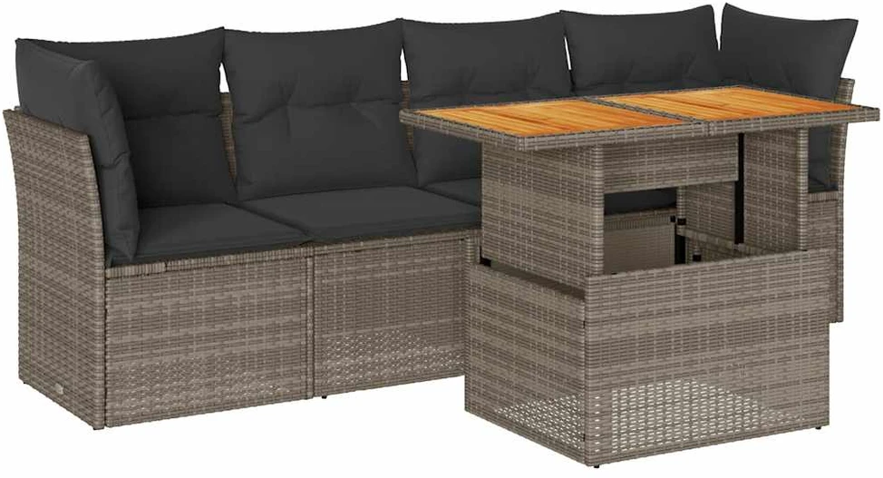 Sofa Sofos komplektas su pagalvėlėmis, 5 dalių, pilkas, poliratanas