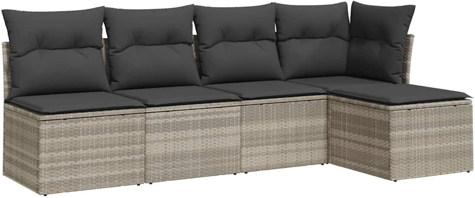 Sofa Sofos komplektas su pagalvėlėmis, 5 dalių, pilkas, poliratanas