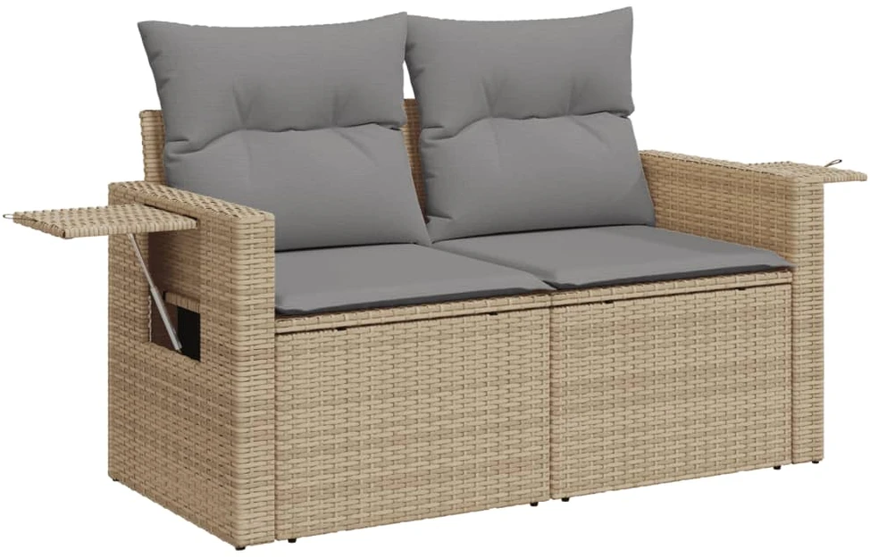 Sofa Sofos komplektas su pagalvėlėmis, 5 dalių, smėlio, poliratanas