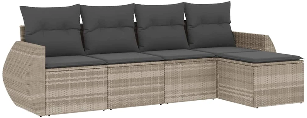 Sofa Sofos komplektas su pagalvėlėmis, 5 dalių, pilkas, poliratanas