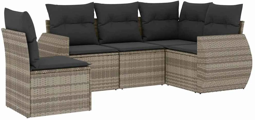 Sofa Sofos komplektas su pagalvėlėmis, 5 dalių, pilkas, poliratanas