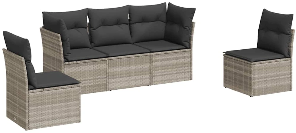 Sofa Sofos komplektas su pagalvėlėmis, 5 dalių, pilkas, poliratanas