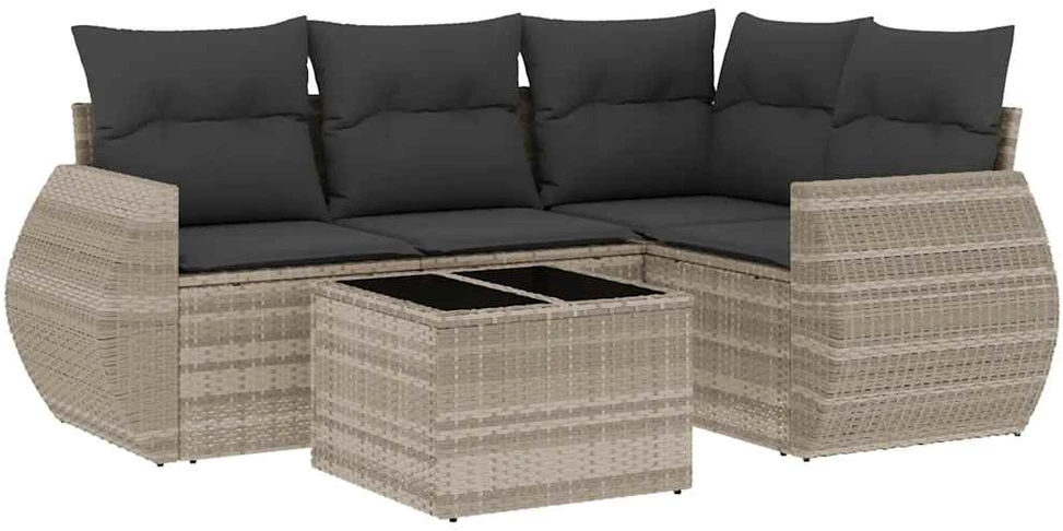 Sofa Sofos komplektas su pagalvėlėmis, 5 dalių, pilkas, poliratanas