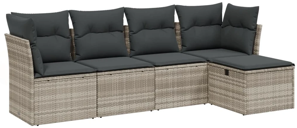 Sofa Sofos komplektas su pagalvėlėmis, 5 dalių, pilkas, poliratanas