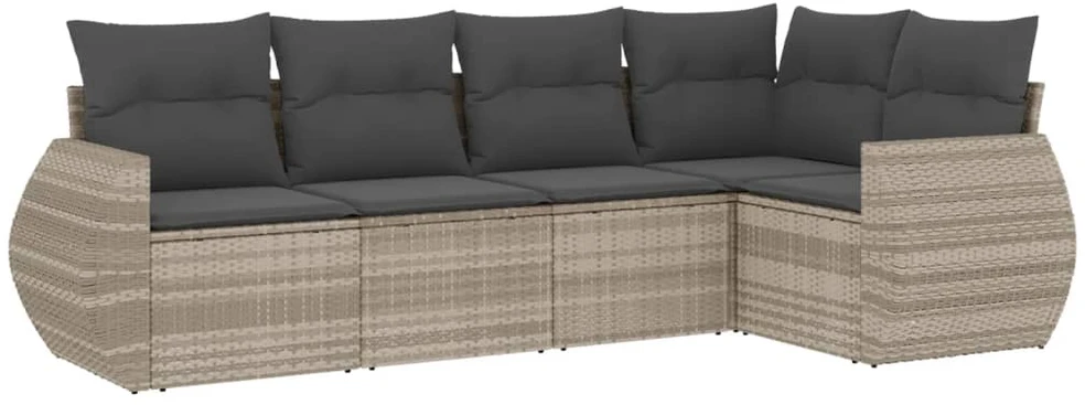 Sofa Sofos komplektas su pagalvėlėmis, 5 dalių, pilkas, poliratanas