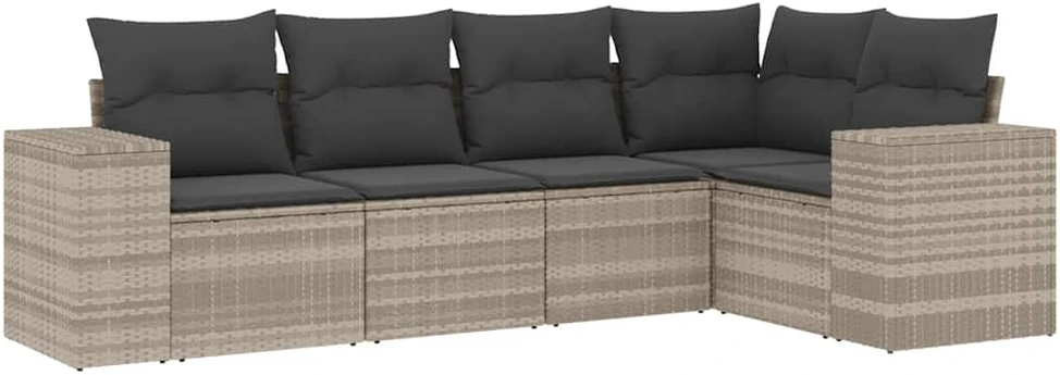 Sofa Sofos komplektas su pagalvėlėmis, 5 dalių, pilkas, poliratanas
