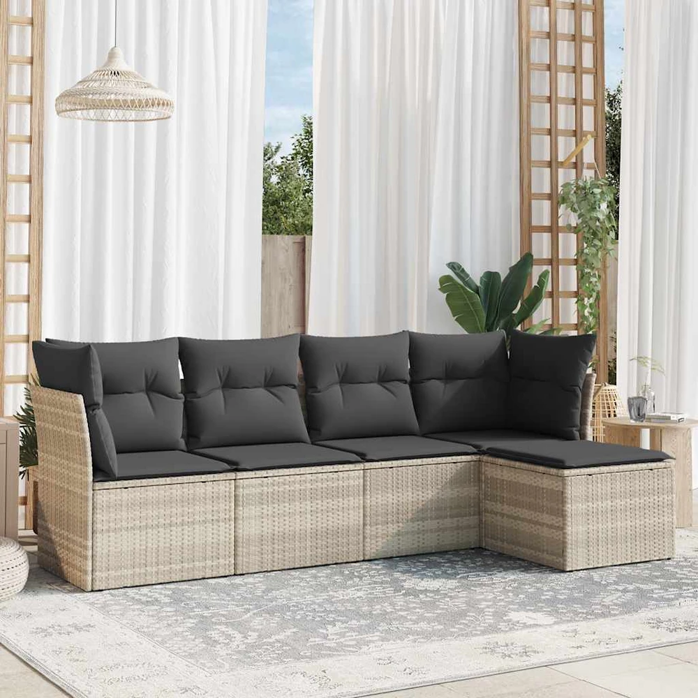 Sofa Sofos komplektas su pagalvėlėmis, 5 dalių, pilkas, poliratanas