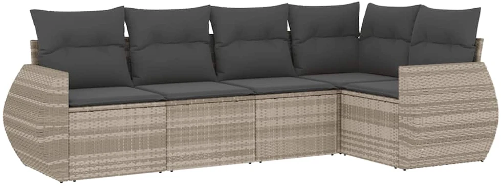 Sofa Sofos komplektas su pagalvėlėmis, 5 dalių, pilkas, poliratanas