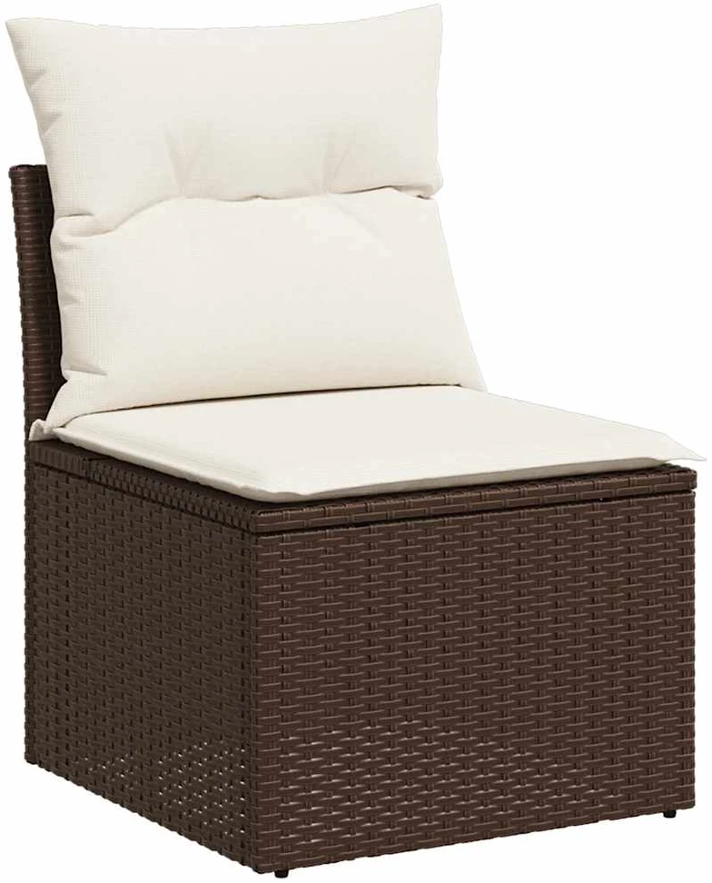 Lauko baldų komplektas Sofos komplektas su pagalvėlėmis, 5 dalių, rudas, poliratanas