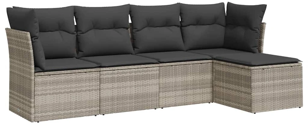 Sofa Sofos komplektas su pagalvėlėmis, 5 dalių, pilkas, poliratanas