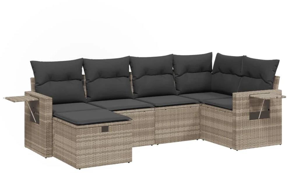 Sofa Sofos komplektas su pagalvėlėmis, 6 dalių, pilkas, poliratanas