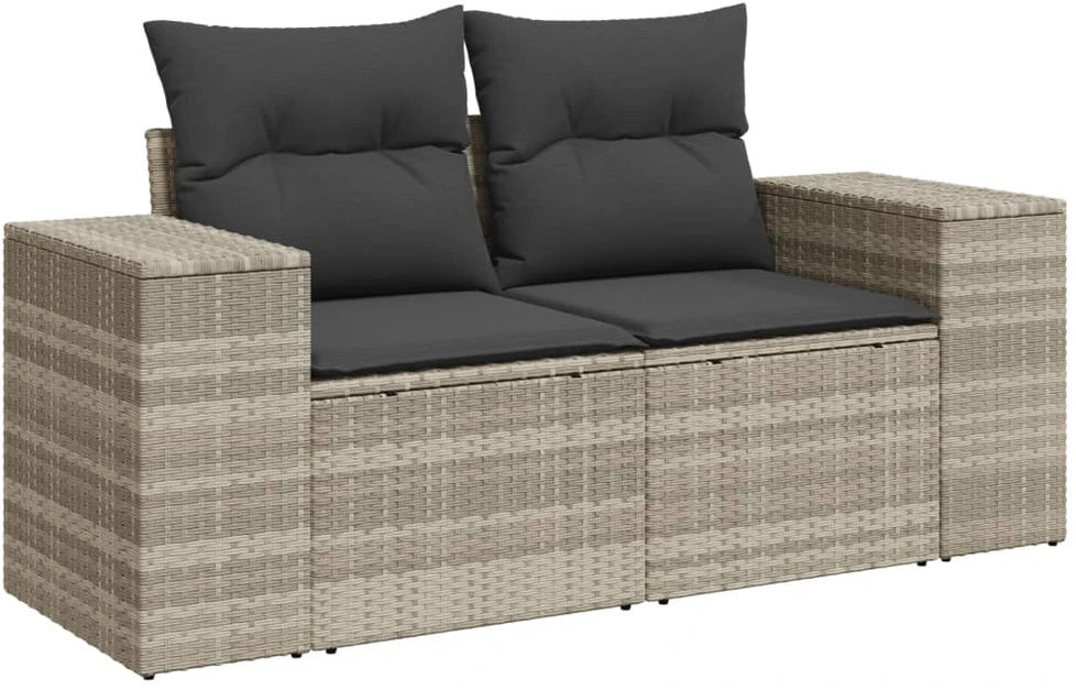 Sofa Sofos komplektas su pagalvėlėmis, 6 dalių, pilkas, poliratanas