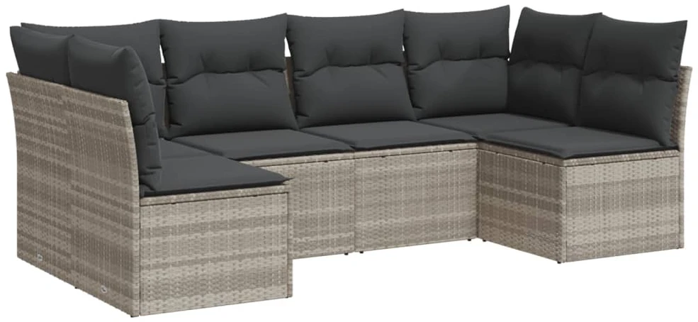 Sofa Sofos komplektas su pagalvėlėmis, 6 dalių, pilkas, poliratanas