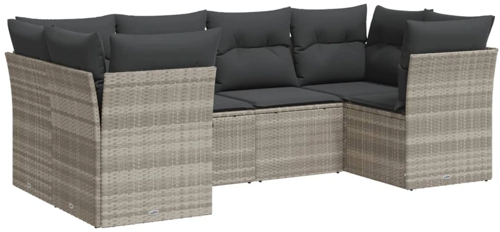 Sofa Sofos komplektas su pagalvėlėmis, 6 dalių, pilkas, poliratanas