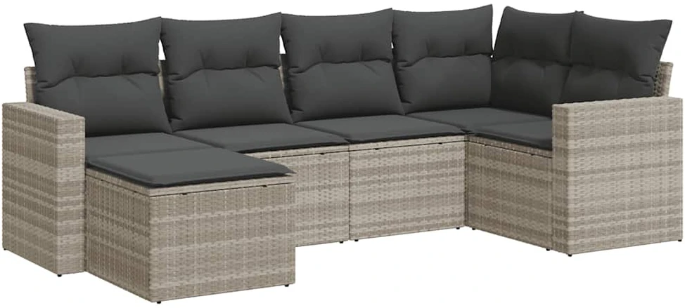 Sofa Sofos komplektas su pagalvėlėmis, 6 dalių, pilkas, poliratanas