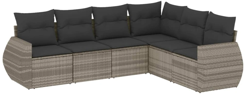 Sofa Sofos komplektas su pagalvėlėmis, 6 dalių, pilkas, poliratanas