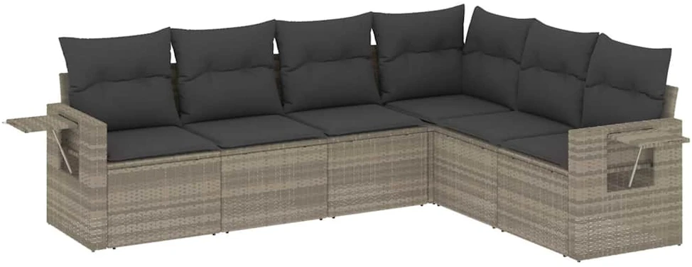 Sofa Sofos komplektas su pagalvėlėmis, 6 dalių, pilkas, poliratanas