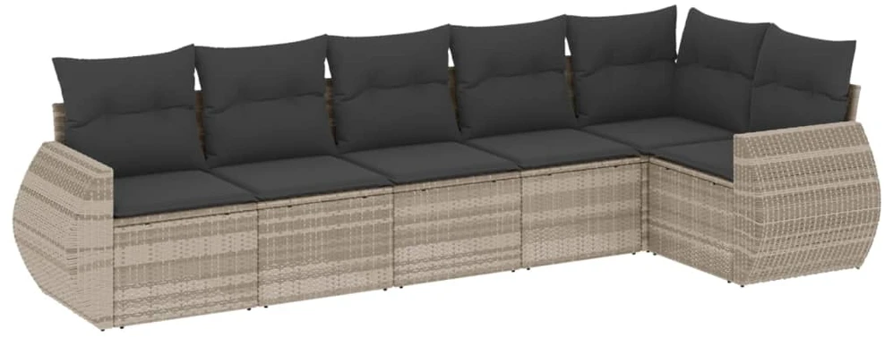 Sofa Sofos komplektas su pagalvėlėmis, 6 dalių, pilkas, poliratanas