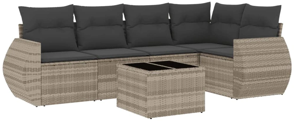 Sofa Sofos komplektas su pagalvėlėmis, 6 dalių, pilkas, poliratanas