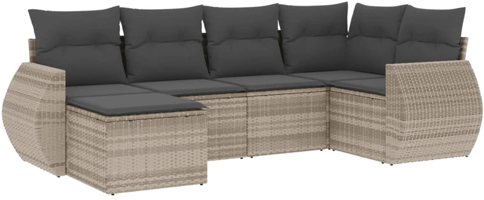Sofa Sofos komplektas su pagalvėlėmis, 6 dalių, pilkas, poliratanas